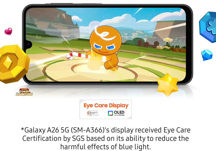 Display showcasing tower adventures gaming featuring eye care display