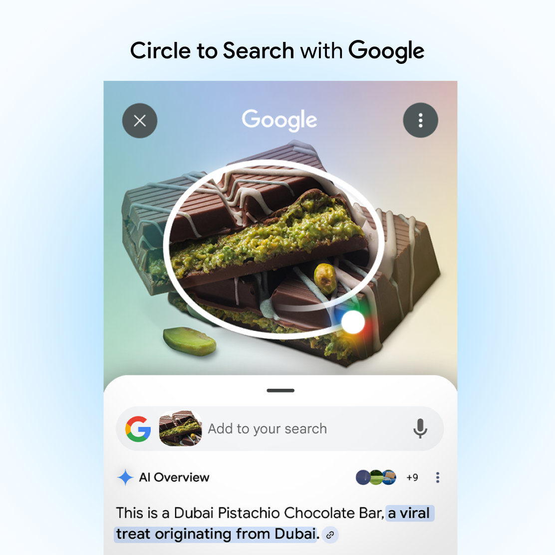 Google Circle Search used on dubai chocolate