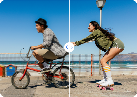 2 people with bicycle and rollies