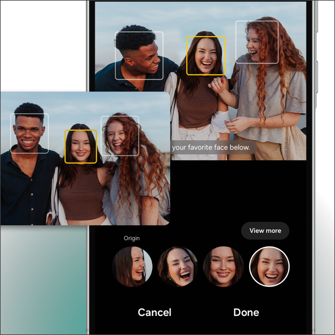 group of people taking a selfies with best face available selections