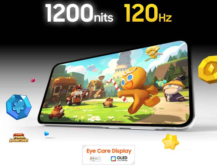 Display showcasing tower adventures gaming featuring eye care display