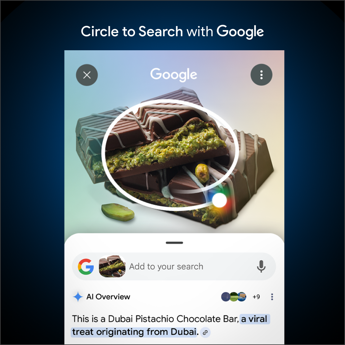 Google Circle Search used on dubai chocolate