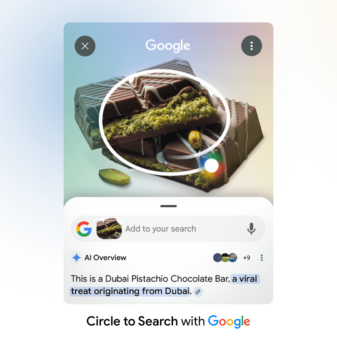 Google Circle Search used on dubai chocolate