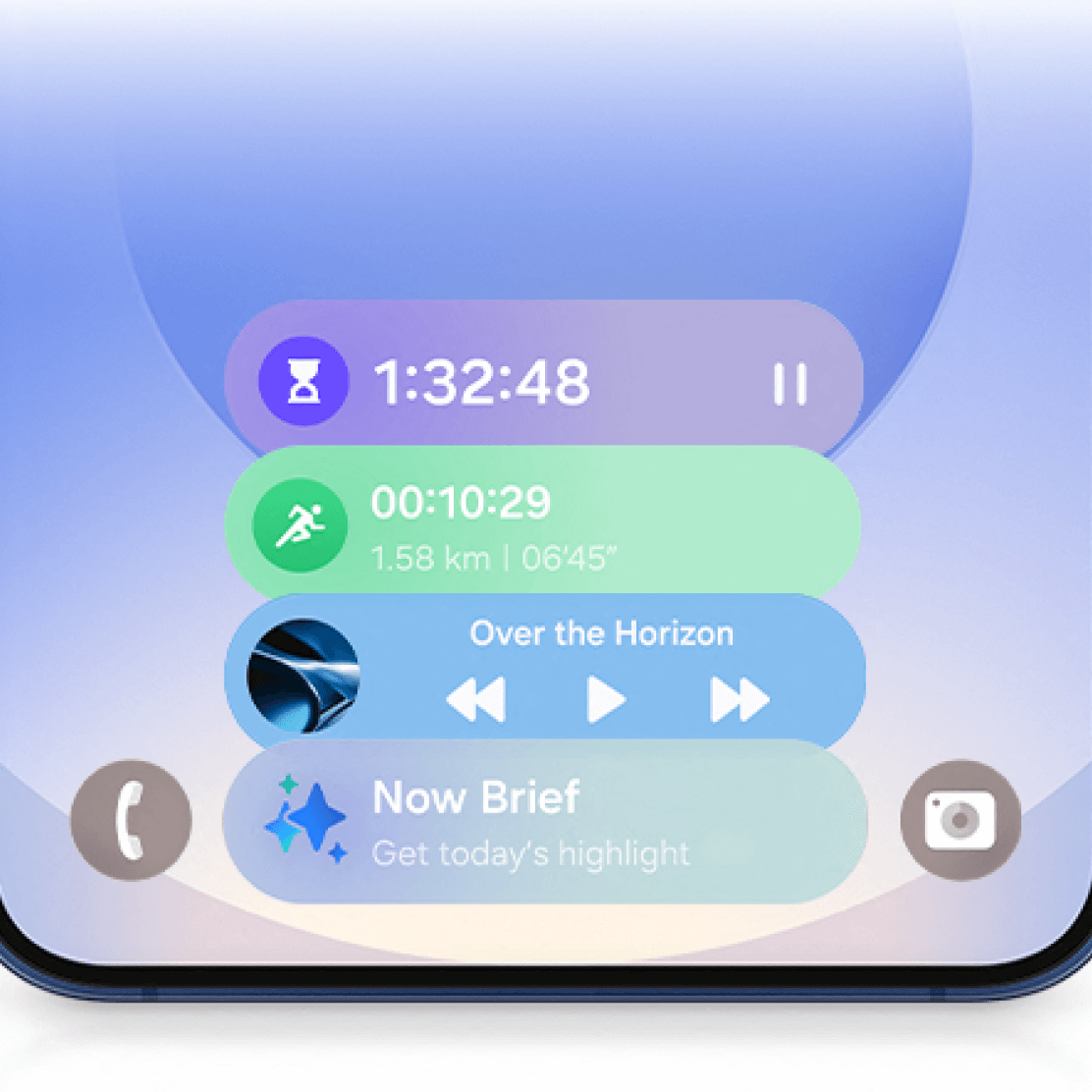 Now Bar showcase of 4 application's widgets