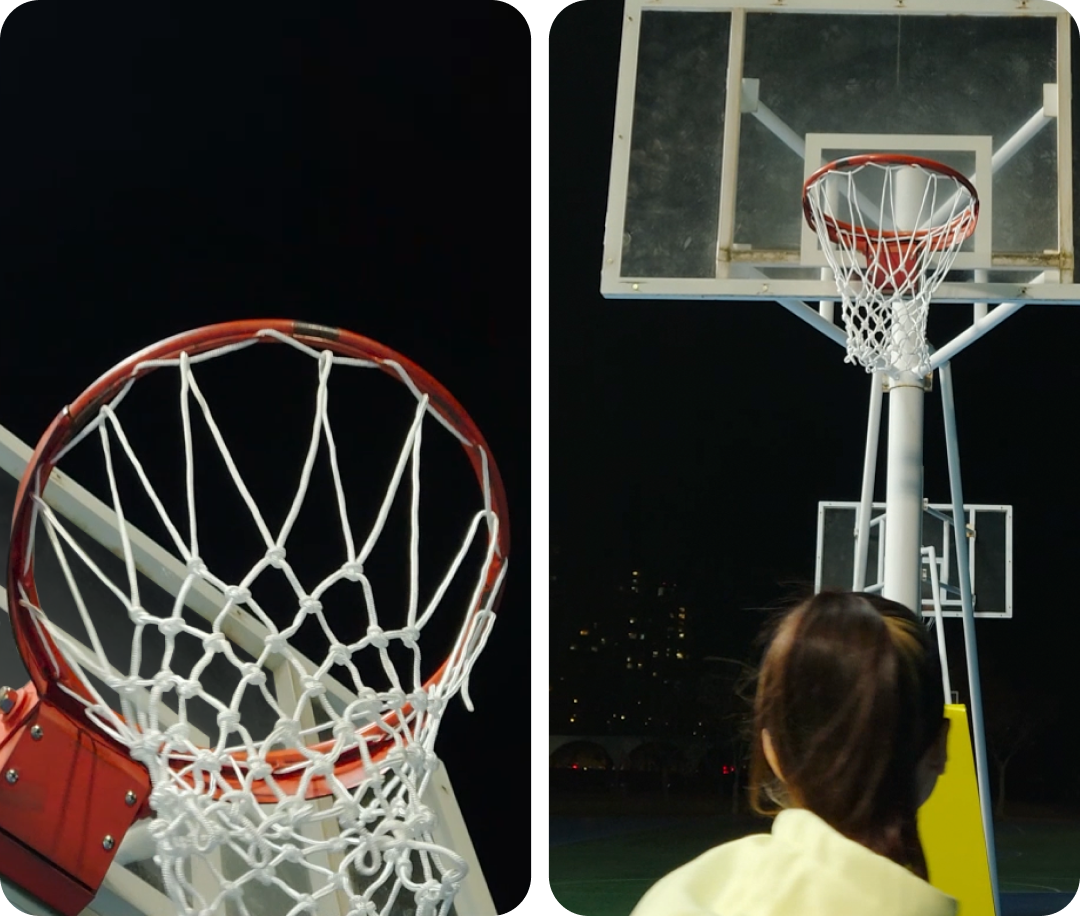 Basketball hoop from below