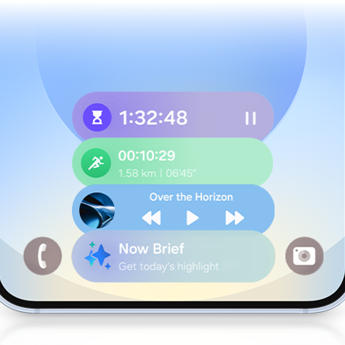 Now Bar showcase of 4 application's widgets