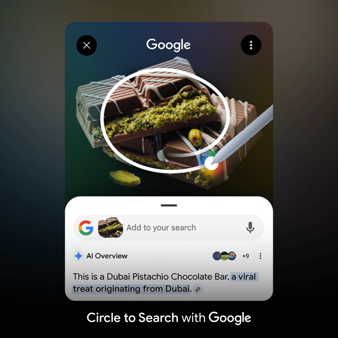 Google Circle Search used on dubai chocolate