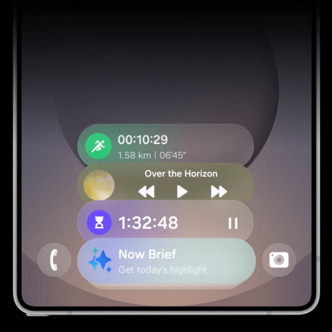 Now Bar showcase of 4 application's widgets