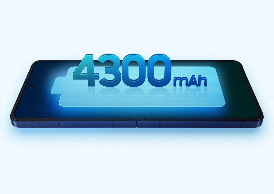An illustration of a large battery on the Z Flip 7 showcasing battery capacity