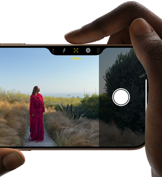 Camera Control on iPhone 16 Pro, right finger slides along side of phone to adjust the depth of field
