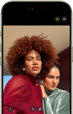 iPhone Air, front exterior, Dynamic Island centred near top, Centre Stage for photos feature in use