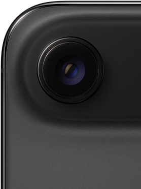 iPhone Air, back exterior, Space Black colour, top rounded corner, single-lens Fusion camera system