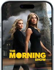 An iPhone Air front screen showing the Apple TV+ series The Morning Show. 
