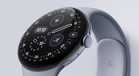 Google Watch 4 with a Moonstone colour watch band
