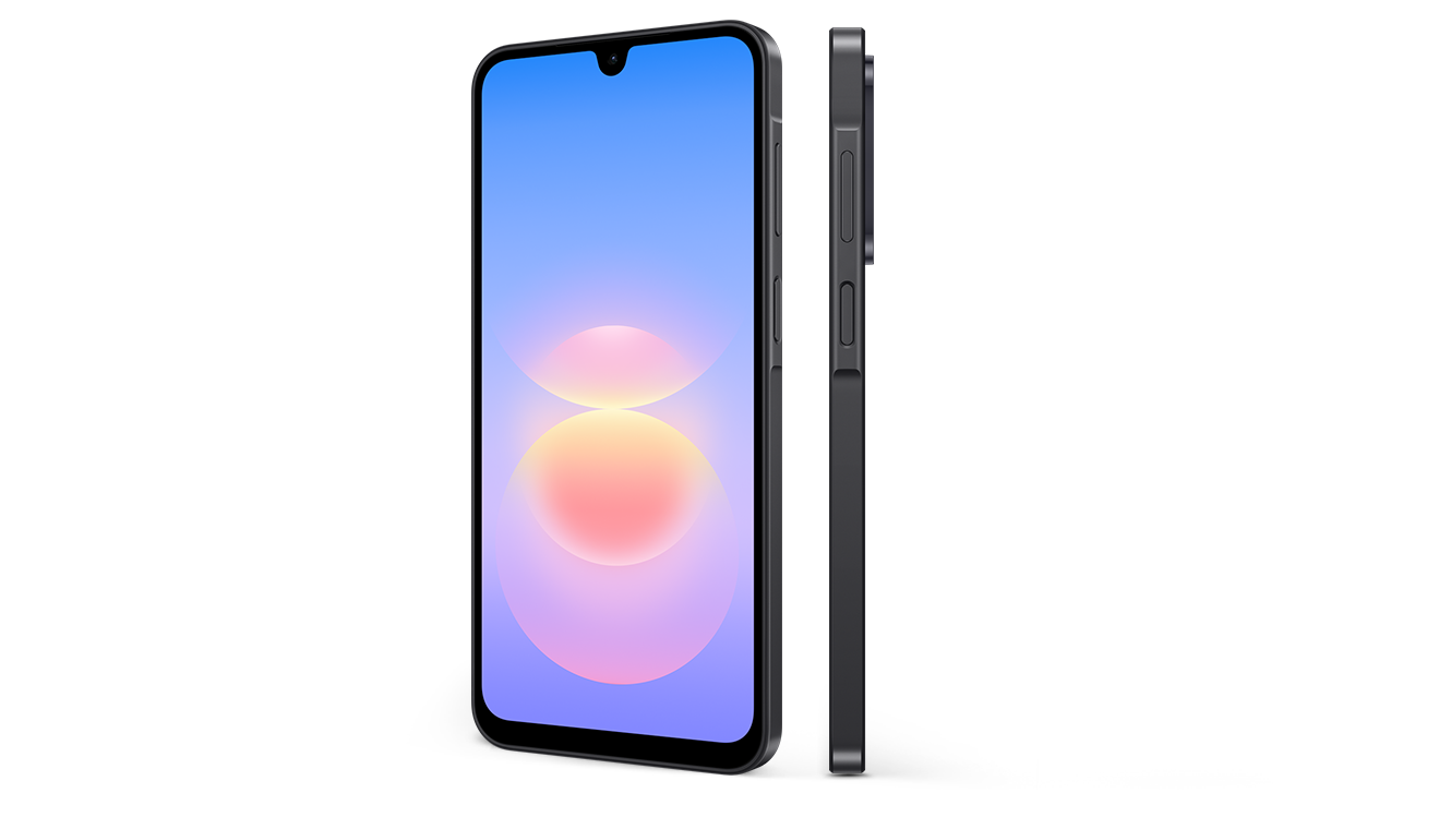 Galaxy A18 shown in Black from multiple angles, highlighting its sleek and slim design.