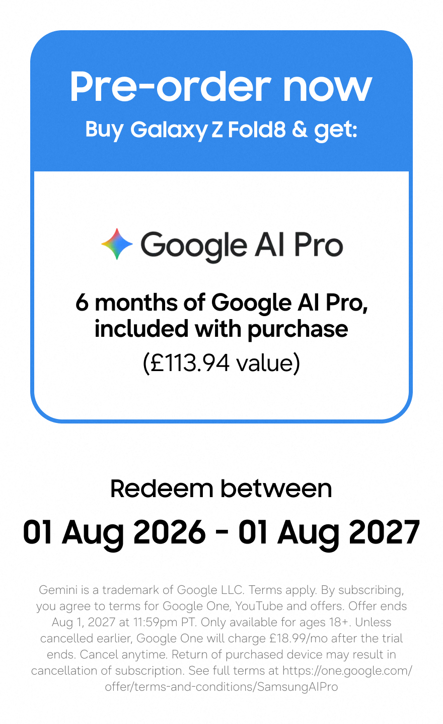Pre-order details for Fold8 and 6 months of Google AI Pro
