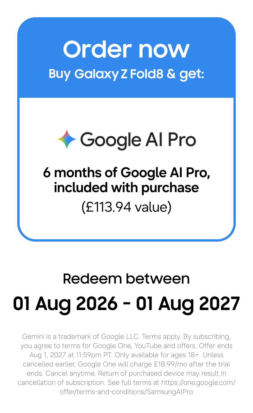 Pre-order details for Fold8 and 6 months of Google AI Pro