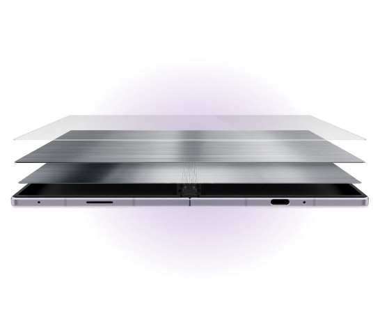 An image of the Fold8 device with metal layers of titanium above them to show the strength