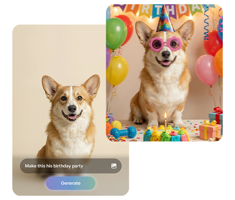 An illustration showcasing the photo editing ability of the Galaxy S26+